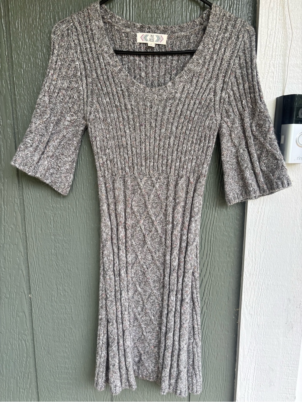 Pink Rose Cable Knit Sweater Dress